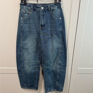 Women's Barrel Jeans -Mesium